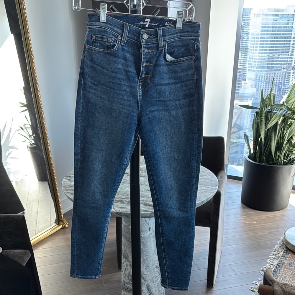 7 For All Mankind High Rise Blue Jeans Slim Fit